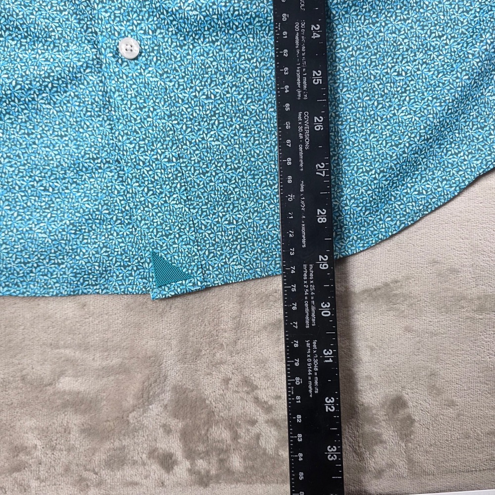 UNTUCKit Shirt Mens Large Teal Floral Halloway Performance Short Sleeve - Picture 8 of 9